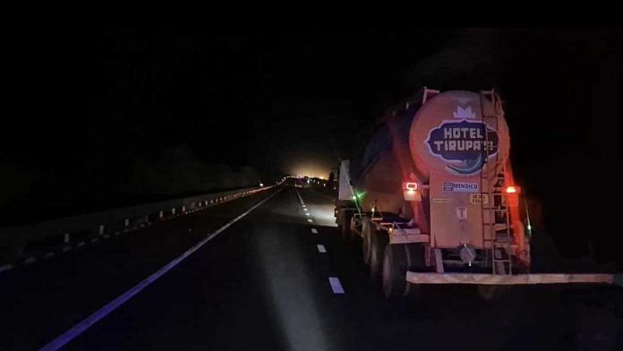 A vehicle headed down the Delhi-Mumbai Expressway | Shivangi Misra, ThePrint