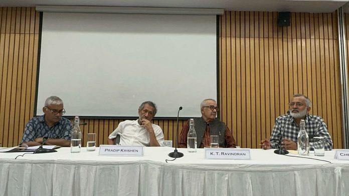 Pradip Krishen, who gave an illustrated lecture on Delhi’s Central Ridge urges people not to give up on the forest. | Reyansh Srivastava