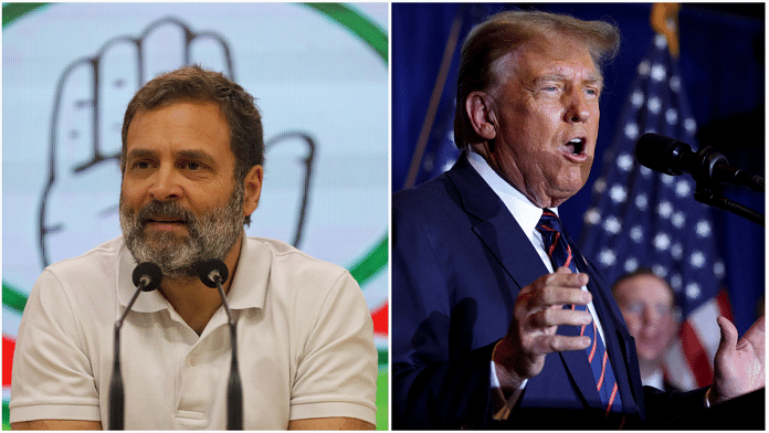 File photos of Rahul Gandhi (left) and Donald Trump (right) | PTI/Reuters