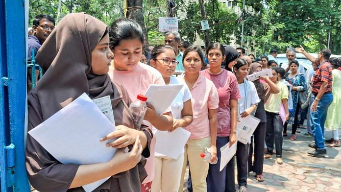 Representational image | Aspirants stand in a queue to appear for the NEET-UG 2025 exam | ANI