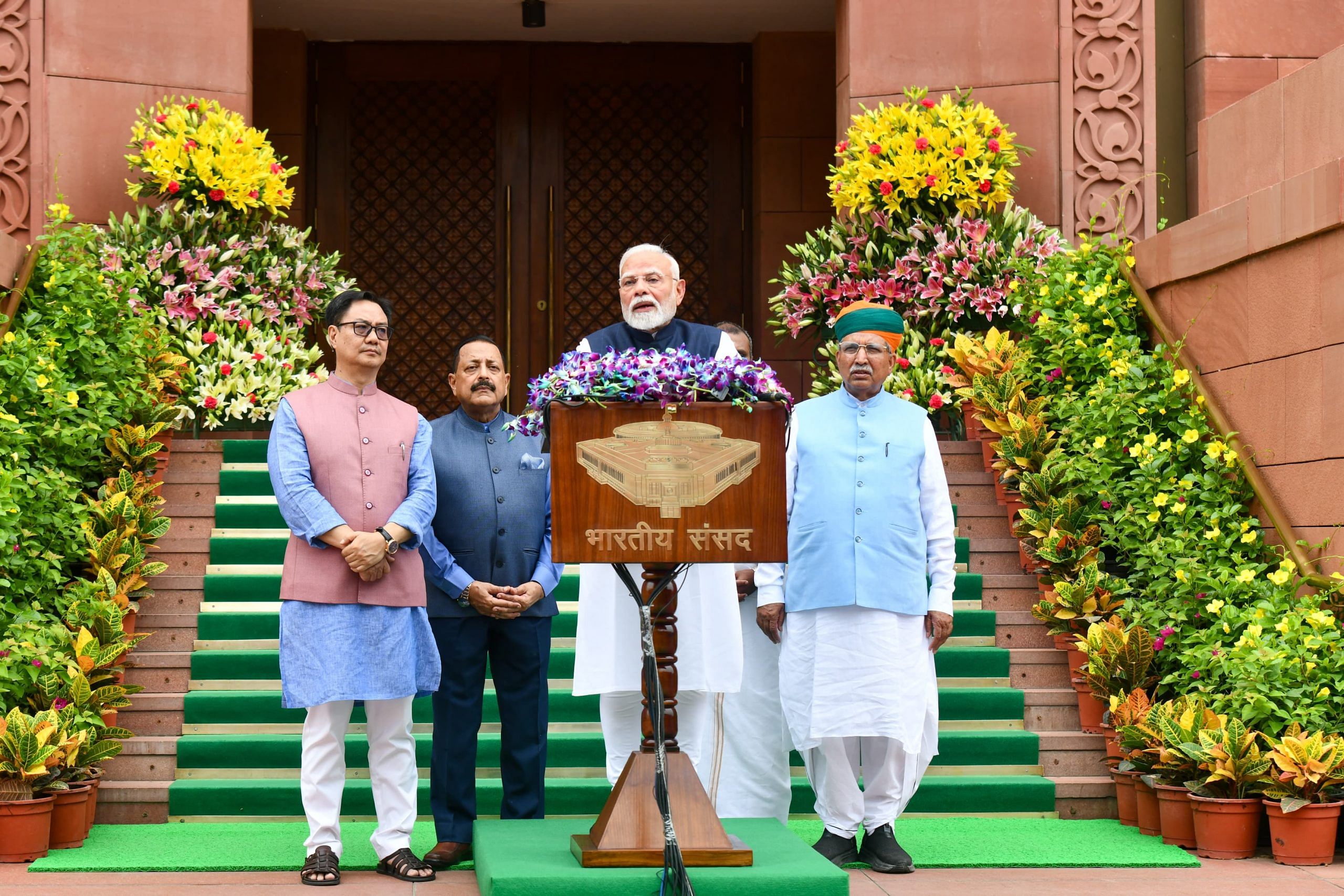 Prime Minister Narendra Modi addressing the media on the first day of the Monsoon Session of Parliament | ThePrint Photo