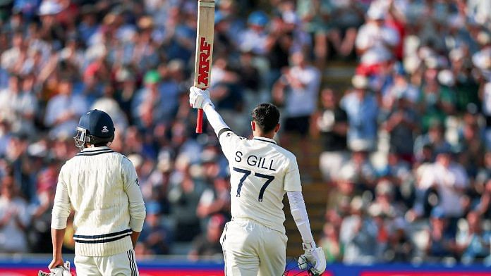 Team India captain Shubman Gill has already crossed 600 runs in the ongoing test series against England. Here, he celebrates his century during Day 1 of the second test in Birmingham earlier this month | Photo: ANI