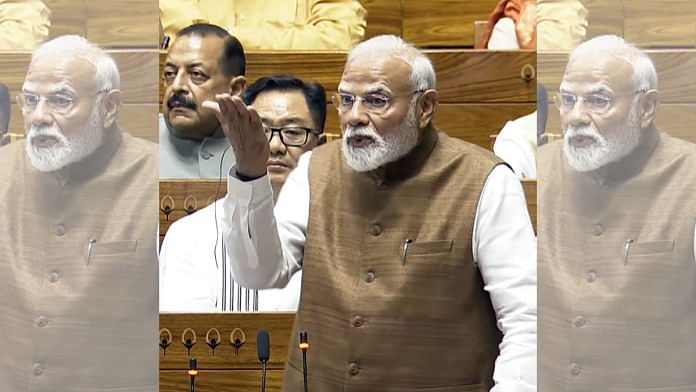 Prime Minister Narendra Modi speaks during the discussion on Operation Sindoor in Lok Sabha, during the Monsoon Session of Parliament, in New Delhi on Tuesday | Sansad TV/ANI Video Grab