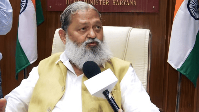File photo of Haryana Energy, Transport and Labour Minister Anil Vij | ANI