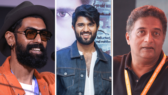 (From left to right) Rana Daggubati, Vijay Deverakonda, Prakash Raj | Commons