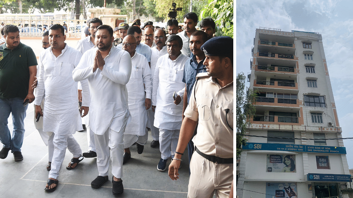 Tejashwi Yadav at residence of Gopal Khemka in Patna | ANI | By special arrangement 