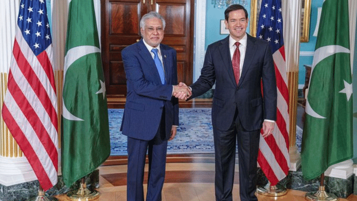 Pakistani Deputy Prime Minister and Foreign Minister Ishaq Dar with Secretary of State Marco Rubio duiirng their meeting in Washington | X/@SecRubio