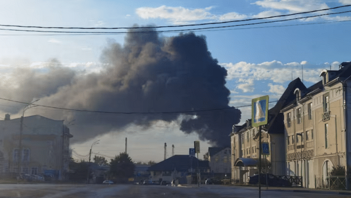 File photo of Smoke following what local authorities called a Ukrainian drone attack in Sergiyev Posad, outside Moscow, Russia on 4 July, 2025 | Reuters