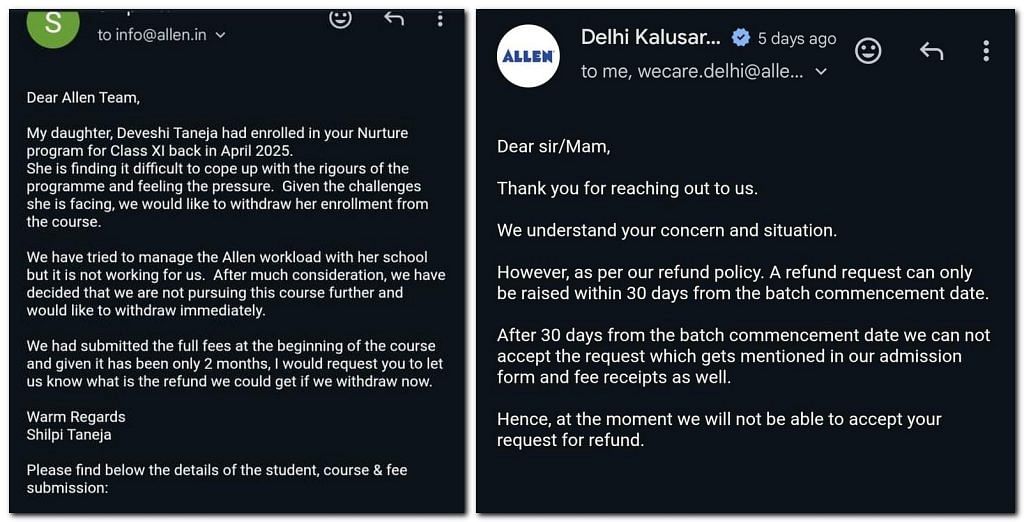 Coaching institute refund refusal 