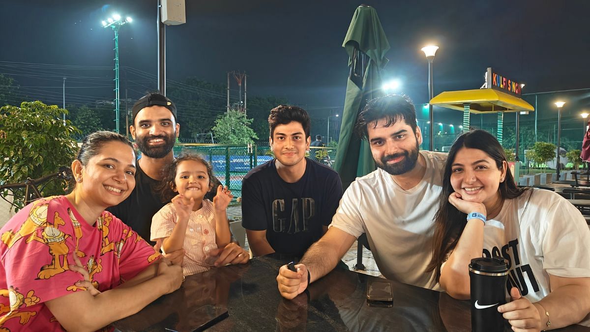 Shazma Khan, Allam Ul Hasan with daughter Aleeha, brothers-in-law Zeerak Khan, Shahriyar Khan and sister in-law Nimrah Khan. The family frequents District 9 | Photo: Tina Das, ThePrint