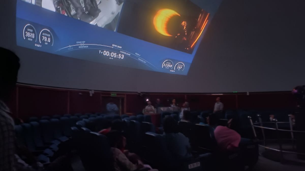 A crowd of people watched the Axiom-4 launch at the Nehru Planetarium, New Delhi | Akanksha Mishra, ThePrint