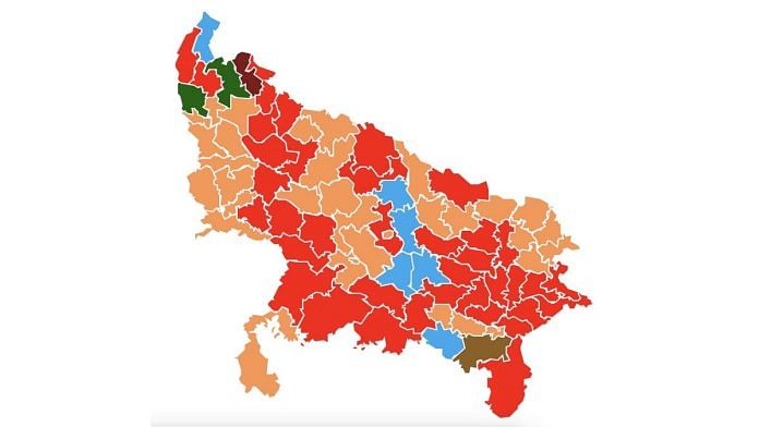 Electoral map of the voting in UP’s 80 constituencies in the 2024 Lok Sabha polls | Photo credit: Election Commission of India