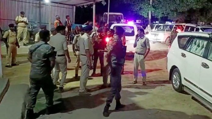 Police at the site Monday after five members of a family were killed by a mob in Tetgama village in Bihar’s Purnea | ANI