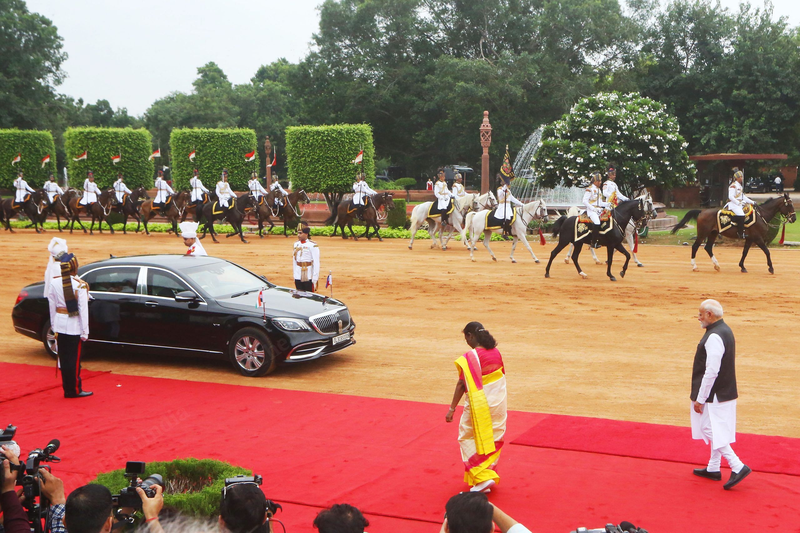 Ferdinand Romualdez Marcos Jr., President of the Republic of Philippines, with first lady Louise Marcos arrives at Rashtrapati Bhawan for the ceremonial reception | Praveen Jain | ThePrint