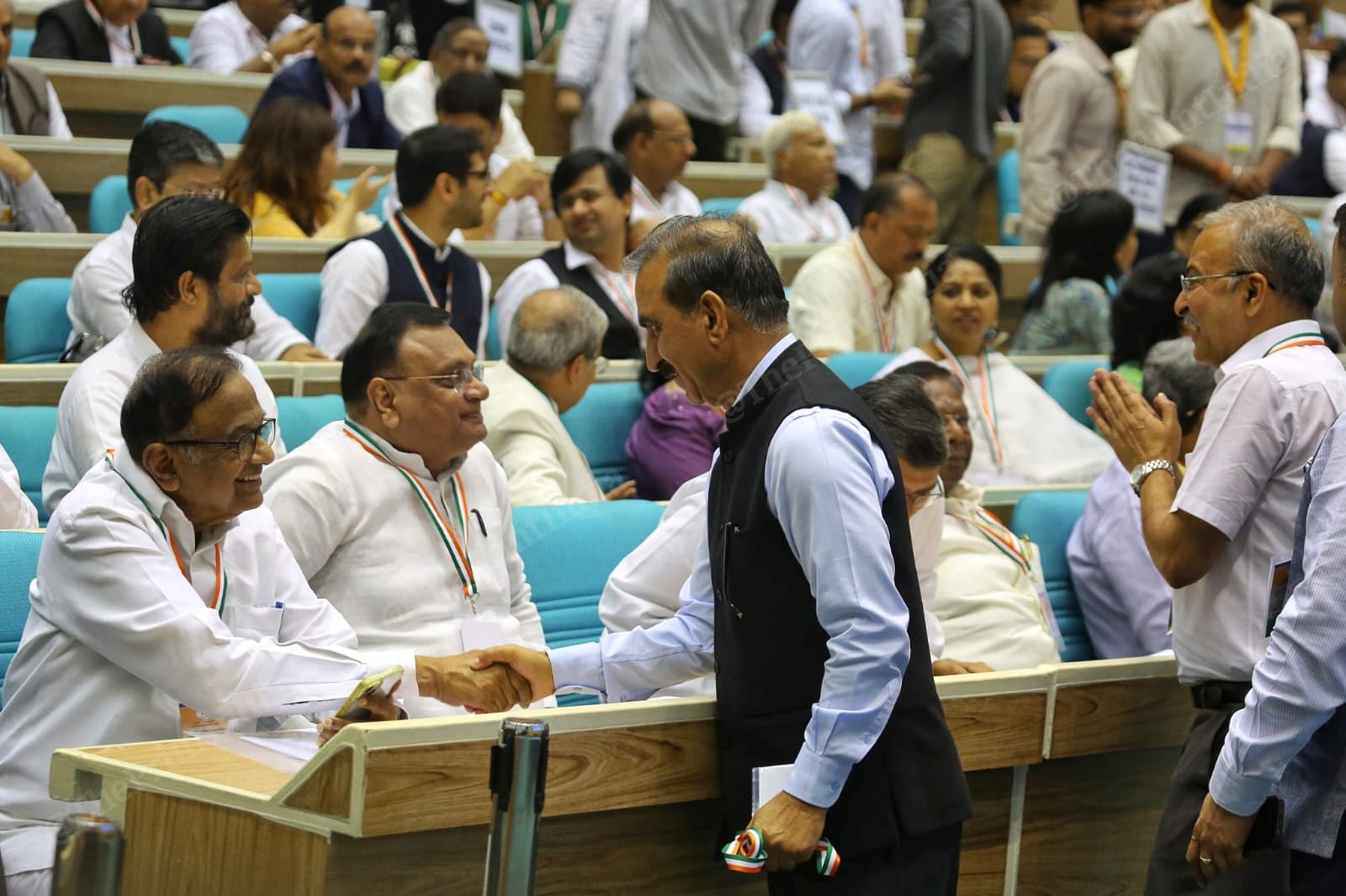 P. Chidambaram with Himanchal CM Sukhvinder Singh Sukhu at Congress conclave on constitutional challenges in Delhi’s Vigyan Bhavan | Praveen Jain | ThePrint