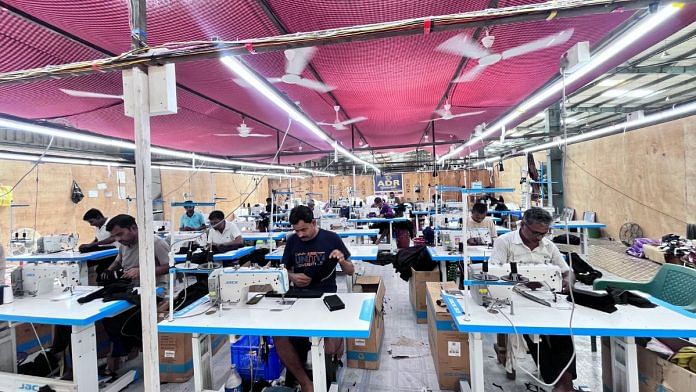 Tailors work diligently at the ADR Shirts unit in the Chanpatia Startup Zone, Bihar | Fareeha Iftikhar | ThePrint