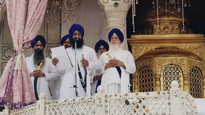 Kuldeep Singh Gadgaj with Singh Sahiban at Akal Takht in Amritsar on 6 August, 2025 | By special arrangement