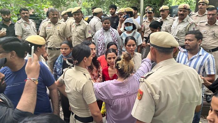 Animal rescuers outside SC on 11 August, 2025, to protest order calling for removal of all stray dogs from Delhi-NCR streets within 8 weeks | Kasturi Walimbe | ThePrint