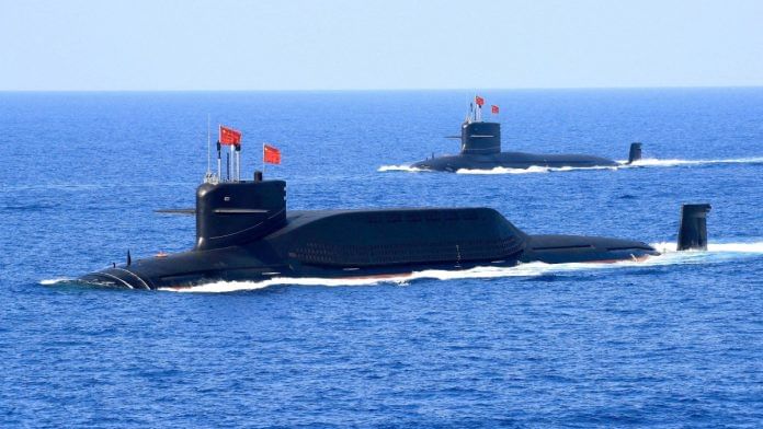 Representational image | Nuclear-powered Type 094A Jin-class ballistic missile submarine of Chinese PLA Navy in the South China Sea on 12 April, 2018 | Reuters/Stringer