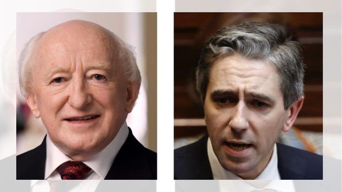 Irish President Michael D Higgins and Deputy PM Simon Harris | Commons