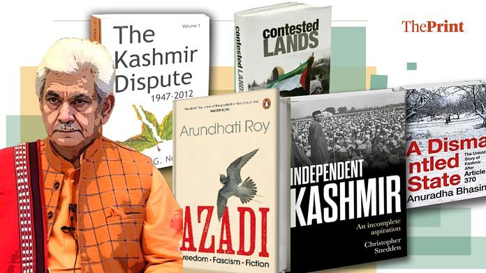 Some of the titles included in the Jammu and Kashmir book ban | Illustration: Manali Ghosh | ThePrint