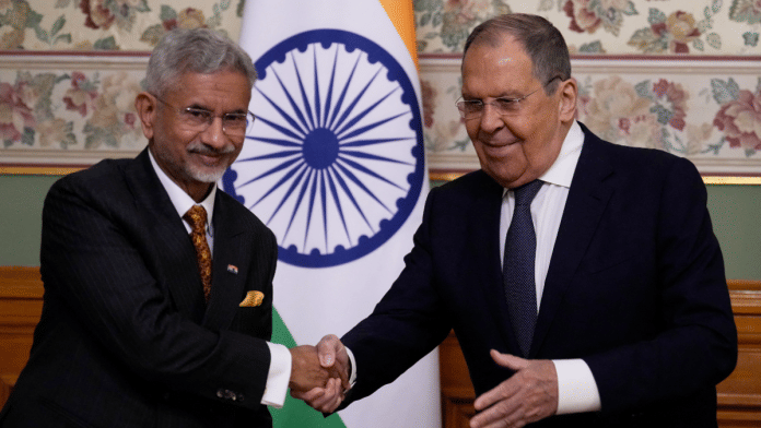 Russia's Foreign Minister Sergey Lavrov shakes hands with India's Foreign Minister Subrahmanyam Jaishankar during a joint press conference in Moscow, Russia 21 Aug, 2025 | Reuters