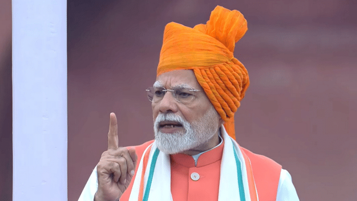 PM Modi delivering the Independence Day address from the ramparts of the Red Fort in New Delhi | PTI
