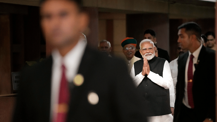 PM Narendra Modi after NDA Parliamentary meeting 5 August, 2025 | PTI