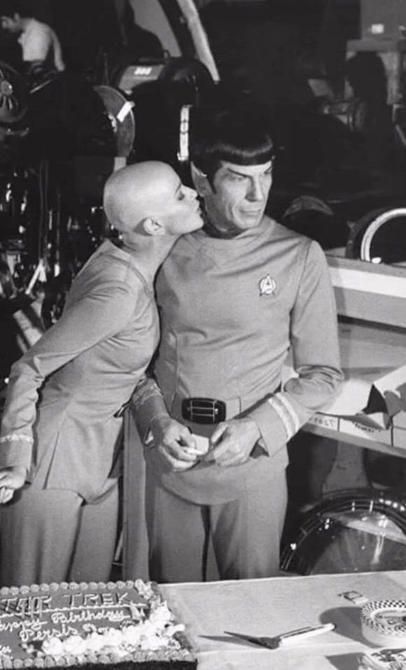 Persis Khambatta with Leonard Nimoy during the filming of Star Trek: The Motion Picture (1979) | Photo: @thepersiskhambatta/Instagram