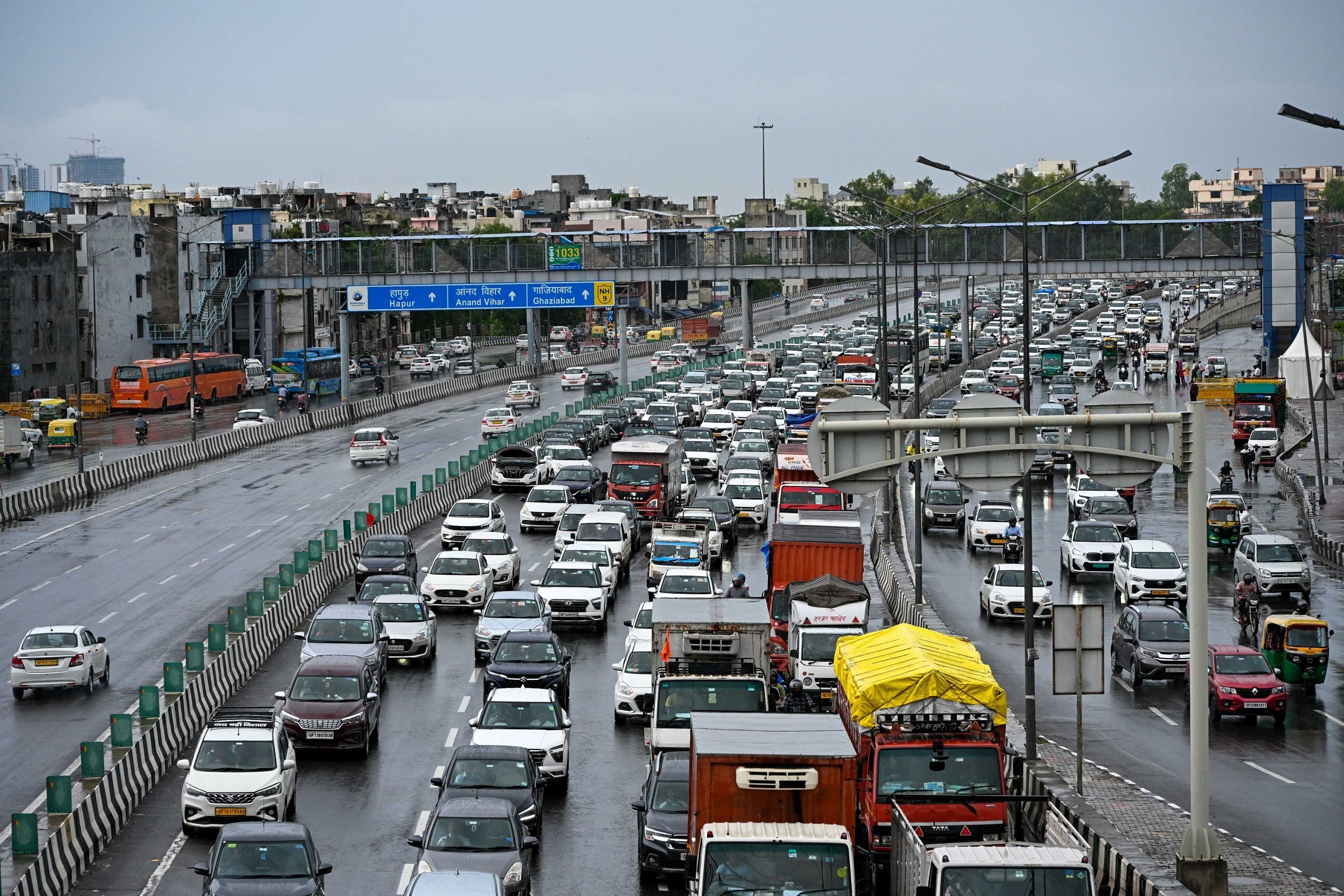 Delhi residents witnessed massive traffic snarls after heavy rains Tuesday | Photo by Suraj Singh Bisht