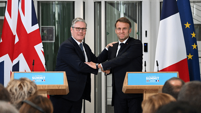 File photo of Keir Starmer (L) and French President Emmanuel Macron | Reuters