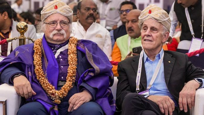 Nobel laureates Prof Duncan Haldane (left) and Prof David Gross at Quantum India Bengaluru summit Thursday | Photo: PTI