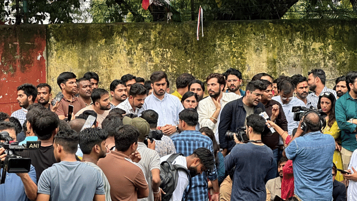 SSC exam aspirants protest with DUSU president Ronak Khatri in New Delhi | By special arrangement