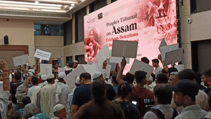 Protesters barge into venue and disrupted a discussion on eviction drive in Assam. They shouted slogans like Jai Shri Ram and 'desh ke gaddaron ko, goli maro' | Heena Fatima |ThePrint