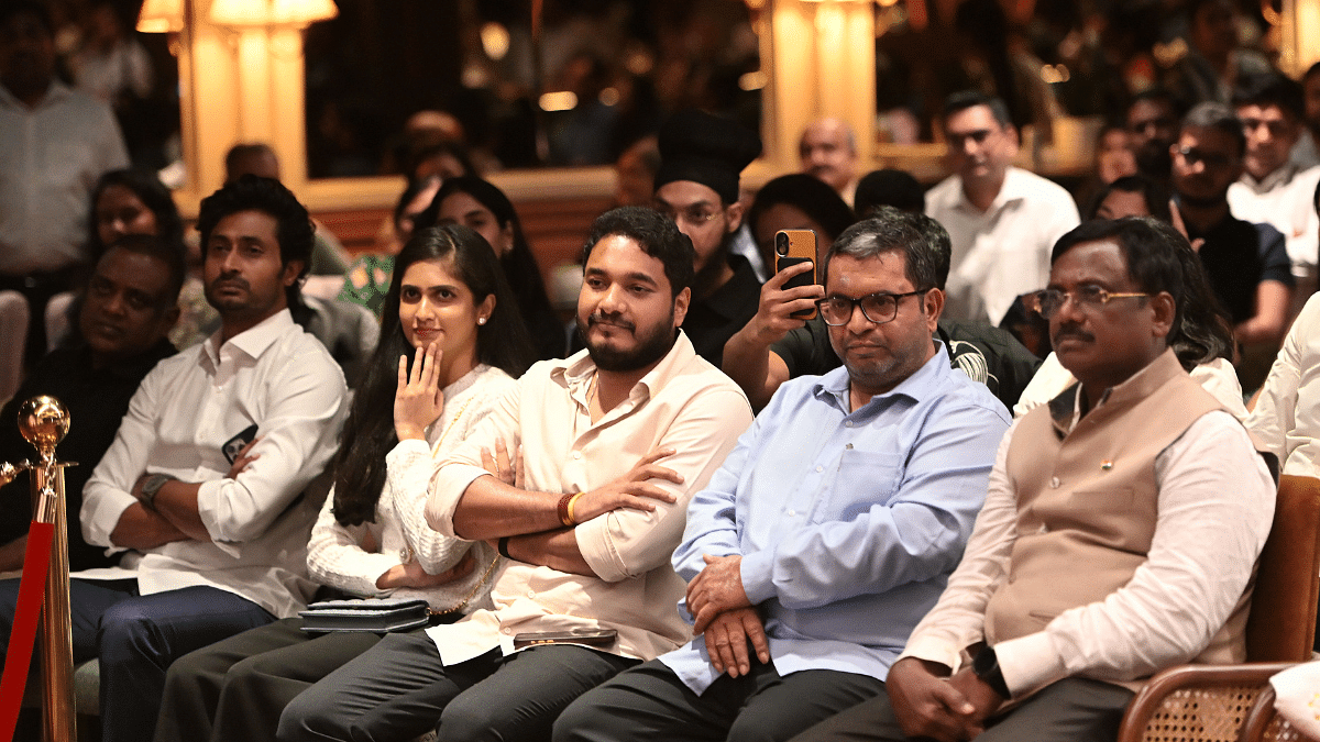 The audience members listen to Print Editor-in-Chief Shekhar Gupta and Telangana Chief Minister Revanth Reddy at Off The Cuff in Hyderabad | ThePrint