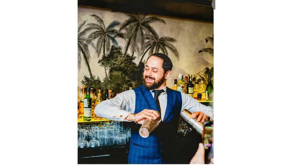 Angad Singh Gandhi caught in action behind the bar | Special arrangement 