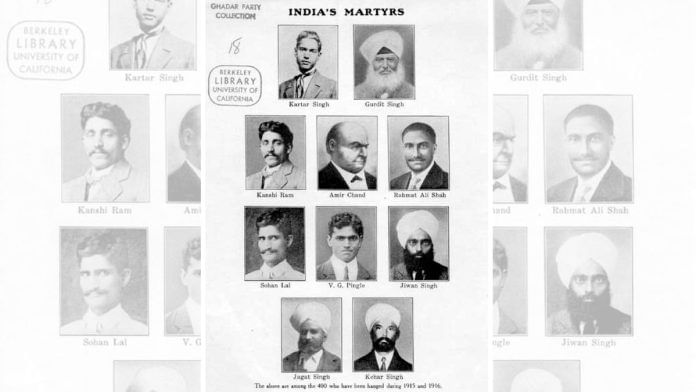 Photographs of ten Ghadar patriots who were hanged or imprisoned in India by the British after the attempted revolution in 1915