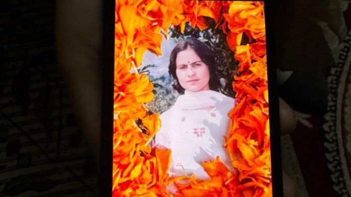 Photo of Sarla Bhat on her sister’s phone | Sagrika Kissu | ThePrint