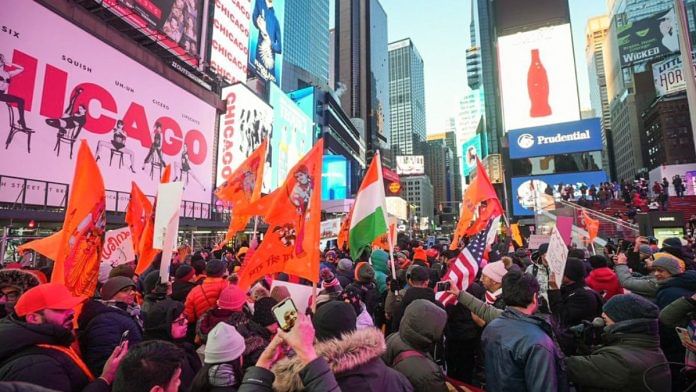 File photo of the Indian diaspora at Times Square | Representational image | ANI