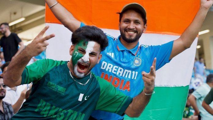 Fans of the India and Pakistan cricket teams at the Asia Cup