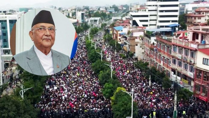 Massive protests outside the parliament building in Kathmandu Monday; Nepal Prime Minister KP Sharma Oli | TV Today, Nepal/ANI video grab/ANI