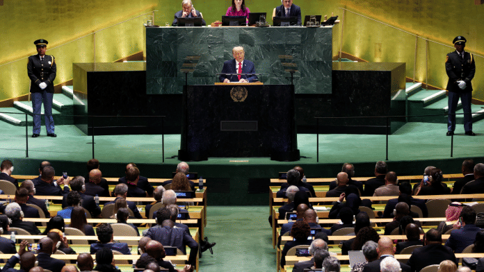 U.S. President Donald Trump addresses the 80th United Nations General Assembly at U.N. headquarters in New York City, on 23 September 2025. | Mike Segar | Reuters