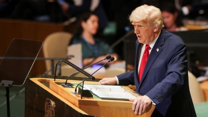 U.S. President Donald Trump speaks during the 80th United Nations General Assembly, in New York City, New York, U.S., on 23 September 2025. | Jeenah Moon | Reuters