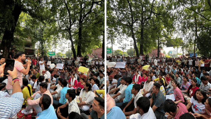 Students protesting in Haldwani. | By special arrangement