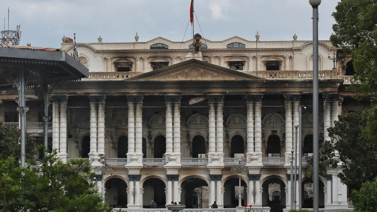 The Singha Darbar was heavily damaged after protestors set fire to the main building during their anti-corruption demonstrations. | Manisha Mondal/ThePrint 