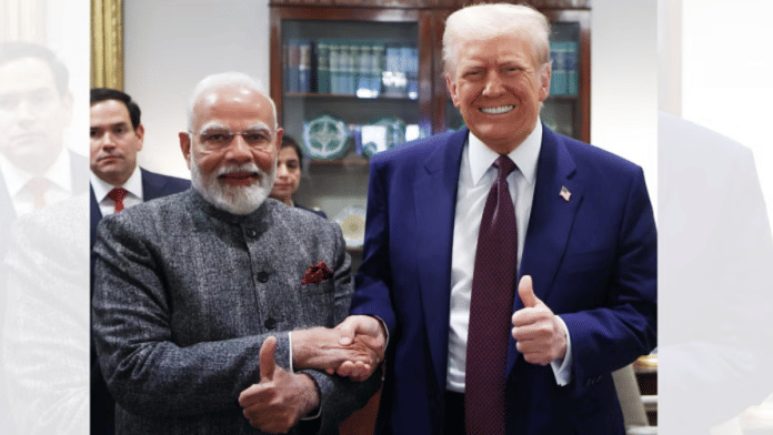 File photo of Prime Minister Narendra Modi with US President Donald Trump in Washington | X/@narendramodi