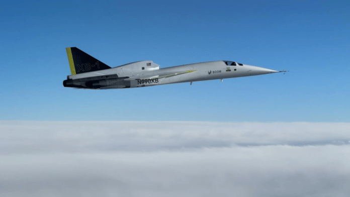 American manufacturer Boom Supersonic’s XB-1 achieved Mach 1.122, which is a little under 1,400 km per hour. | boomsupersonic.com