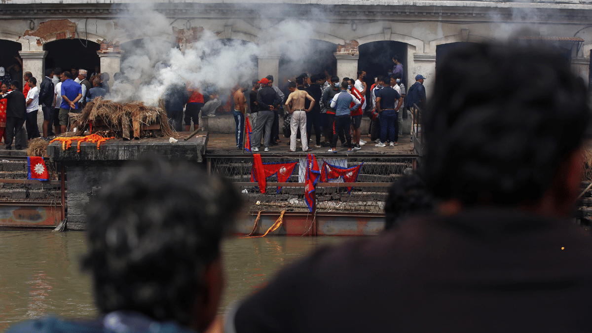 The air is heavy with grief as funeral rites of young protesters are held at the Pashupatinath crematorium in Nepal's Kathmandu. | Manisha Mondal | ThePrint