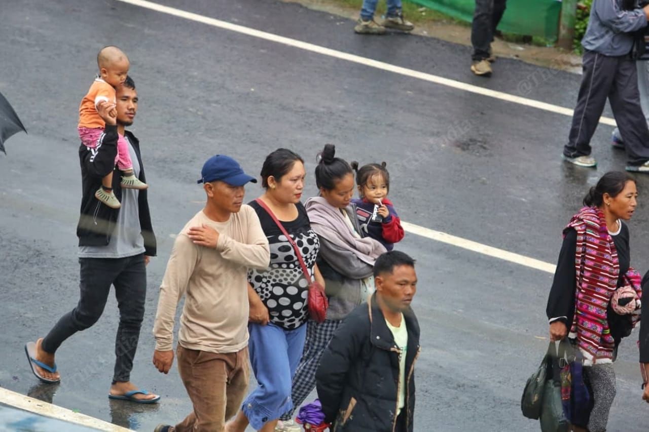 People heading to Prime Minister Narendra Modi's rally at Peace Ground, Churachandpur | Praveen Jain | ThePrint
