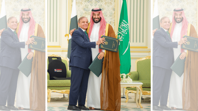 Pakistan’s Prime Minister Shehbaz Sharif with Saudi Arabia’s Crown Prince Mohammed bin Salman | X/@CMShehbaz
